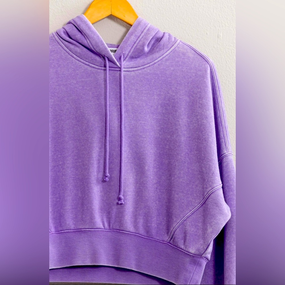 Drop Shoulder Cropped Hoodie